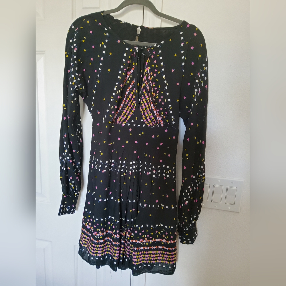 Free People Coryn Black Print Long Sleeve Dress- Sz 8 {NWT} - Picture 5 of 8